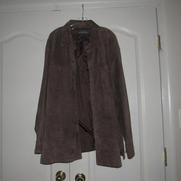 JOHN ASHFORD ADVENTURE Button Front Brown Suede Leather Lined Jacket Size XXL - Picture 3 of 4